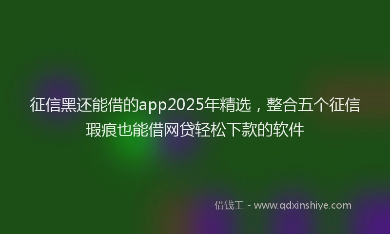 征信黑还能借的app2025年精选，整合五个征信瑕疵也能借网贷轻松下款的软件
