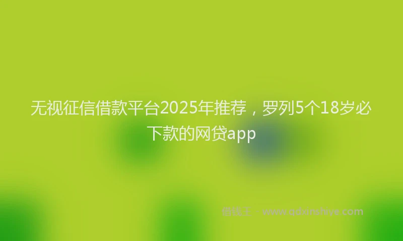 无视征信借款平台2025年推荐，罗列5个18岁必下款的网贷app