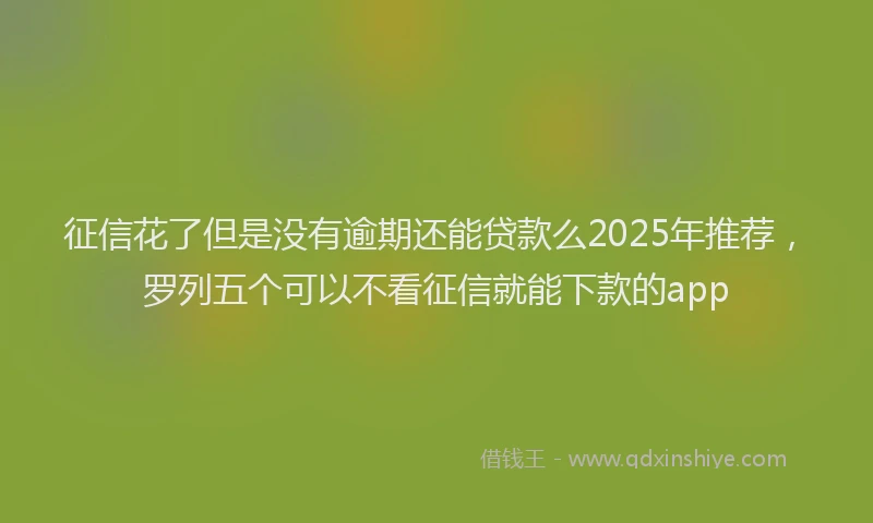 征信花了但是没有逾期还能贷款么2025年推荐，罗列五个可以不看征信就能下款的app