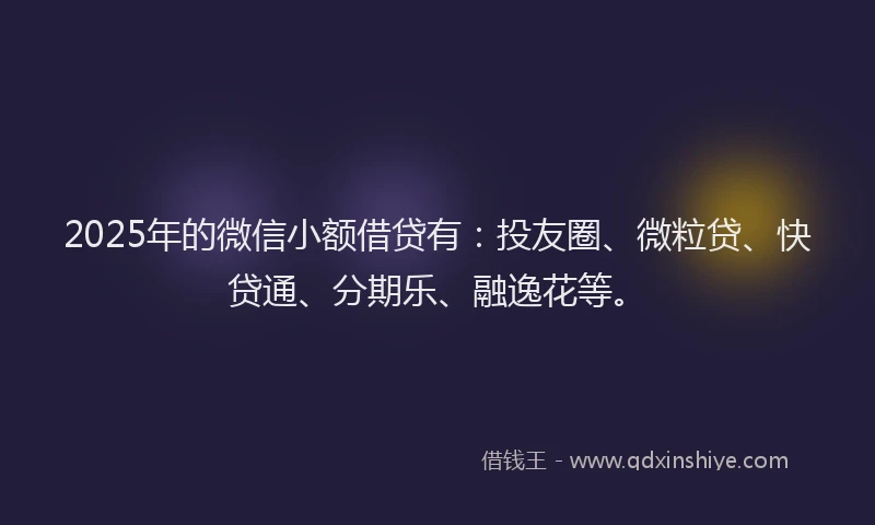 2025年的微信小额借贷有：投友圈、微粒贷、快贷通、分期乐、融逸花等。