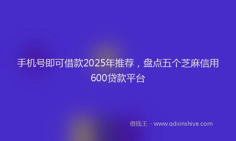 手机号即可借款2025年推荐，盘点五个芝麻信用600贷款平台