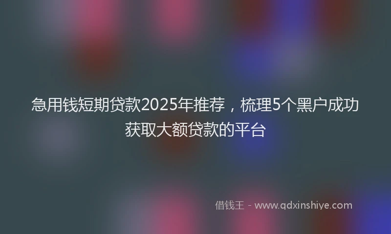 急用钱短期贷款2025年推荐，梳理5个黑户成功获取大额贷款的平台