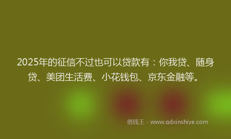 2025年的征信不过也可以贷款有：你我贷、随身贷、美团生活费、小花钱包、京东金融等。