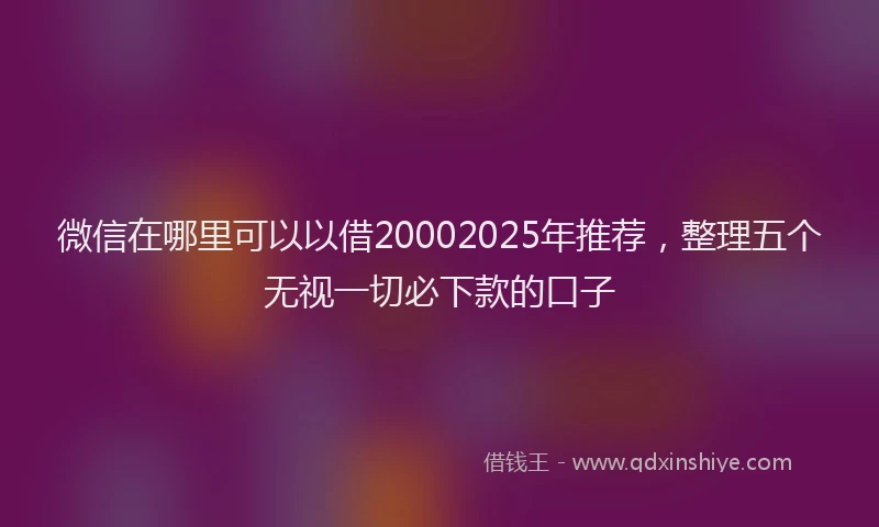 微信在哪里可以以借20002025年推荐，整理五个无视一切必下款的口子