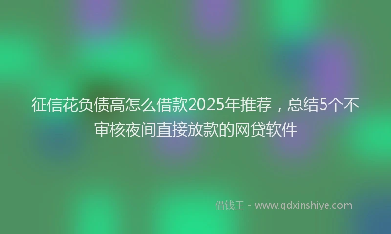征信花负债高怎么借款2025年推荐，总结5个不审核夜间直接放款的网贷软件