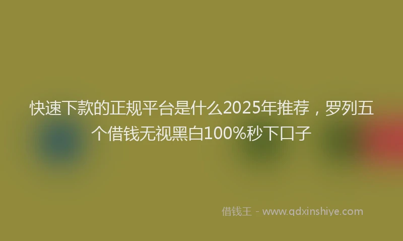 快速下款的正规平台是什么2025年推荐，罗列五个借钱无视黑白100%秒下口子
