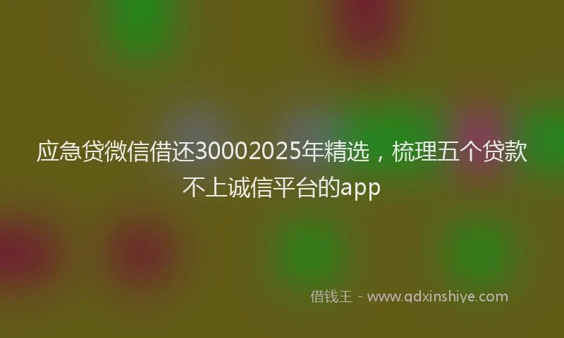 应急贷微信借还30002025年精选，梳理五个贷款不上诚信平台的app