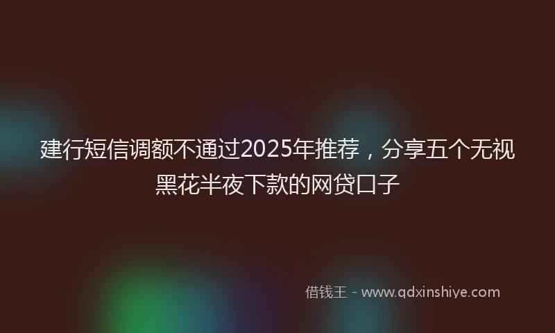 建行短信调额不通过2025年推荐，分享五个无视黑花半夜下款的网贷口子