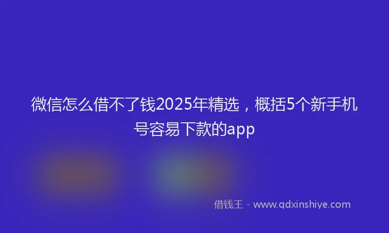 微信怎么借不了钱2025年精选，概括5个新手机号容易下款的app