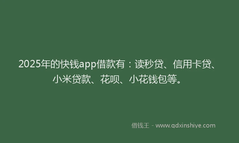 2025年的快钱app借款有：读秒贷、信用卡贷、小米贷款、花呗、小花钱包等。