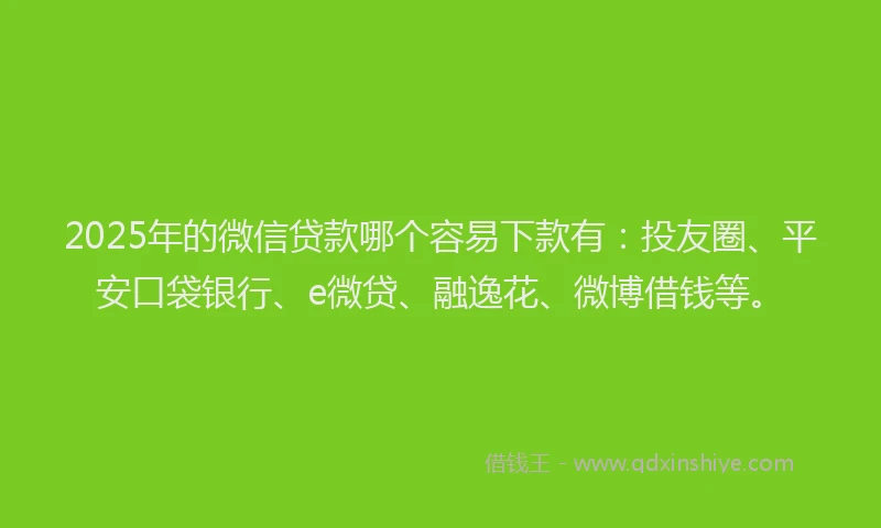2025年的微信贷款哪个容易下款有：投友圈、平安口袋银行、e微贷、融逸花、微博借钱等。
