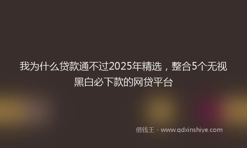 我为什么贷款通不过2025年精选，整合5个无视黑白必下款的网贷平台