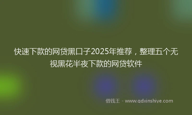 快速下款的网贷黑口子2025年推荐，整理五个无视黑花半夜下款的网贷软件