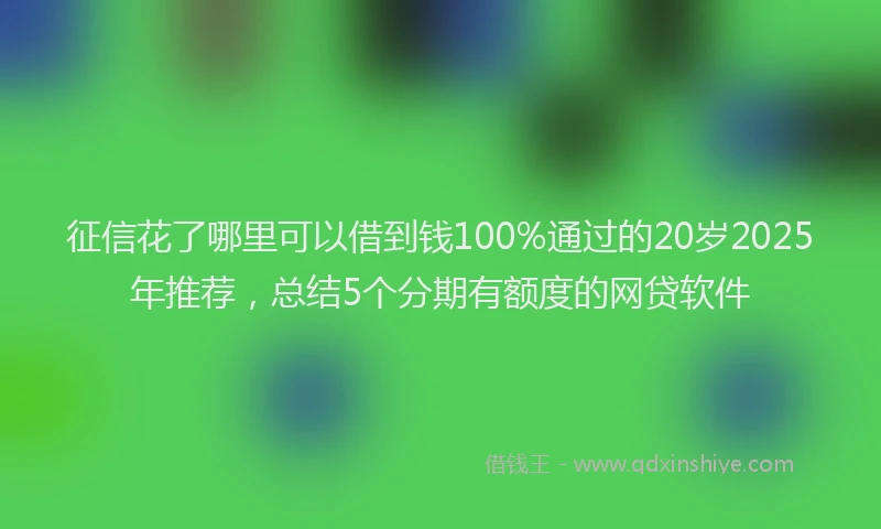征信花了哪里可以借到钱100%通过的20岁2025年推荐，总结5个分期有额度的网贷软件