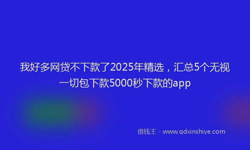 我好多网贷不下款了2025年精选，汇总5个无视一切包下款5000秒下款的app