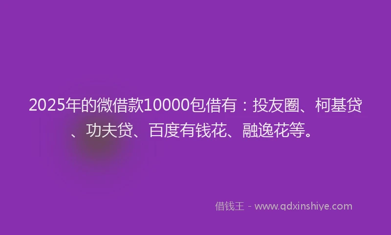 2025年的微借款10000包借有：投友圈、柯基贷、功夫贷、百度有钱花、融逸花等。
