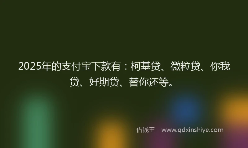 2025年的支付宝下款有：柯基贷、微粒贷、你我贷、好期贷、替你还等。
