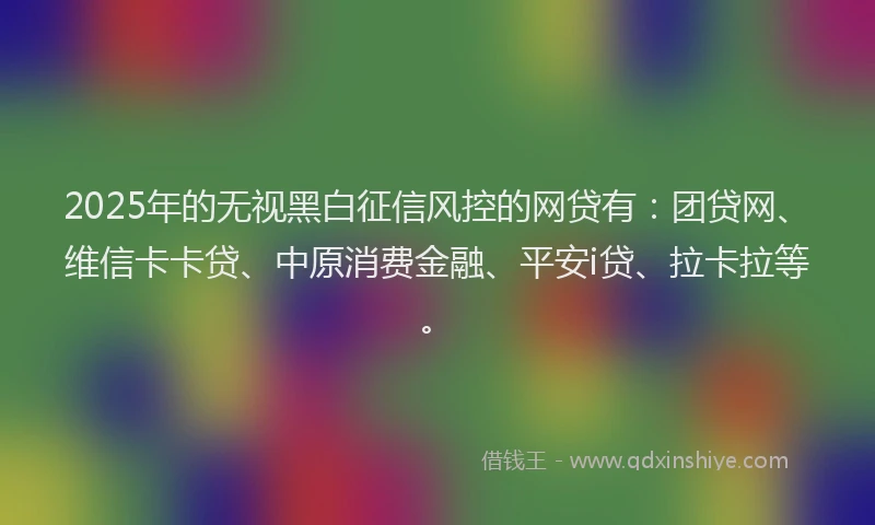 2025年的无视黑白征信风控的网贷有：团贷网、维信卡卡贷、中原消费金融、平安i贷、拉卡拉等。