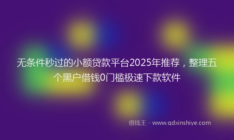 无条件秒过的小额贷款平台2025年推荐，整理五个黑户借钱0门槛极速下款软件