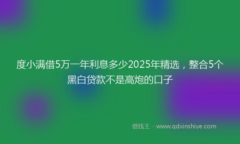 度小满借5万一年利息多少2025年精选，整合5个黑白贷款不是高炮的口子