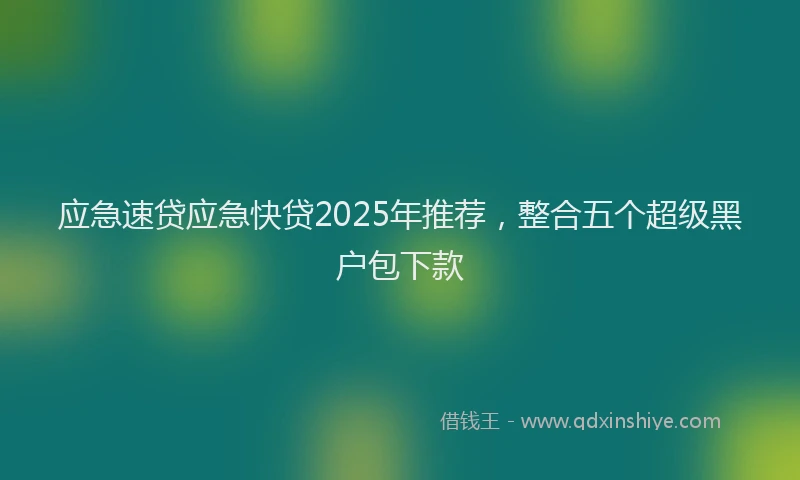 应急速贷应急快贷2025年推荐，整合五个超级黑户包下款