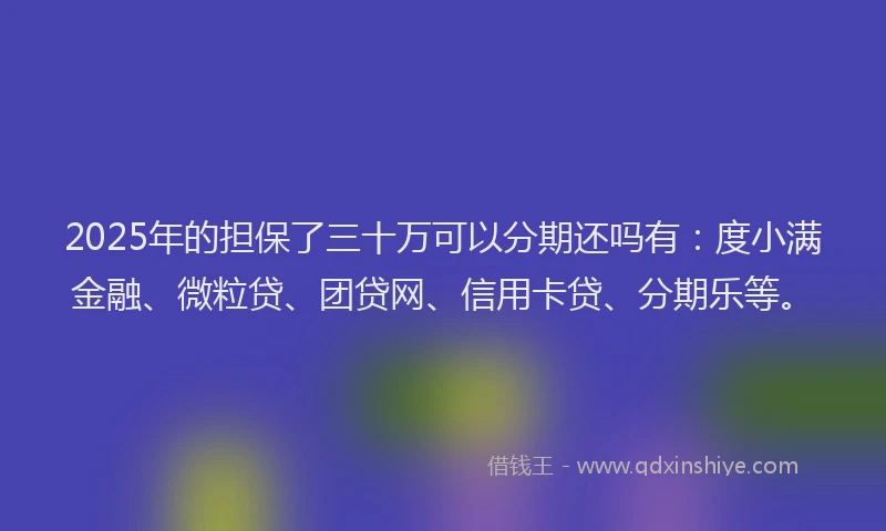 2025年的担保了三十万可以分期还吗有：度小满金融、微粒贷、团贷网、信用卡贷、分期乐等。