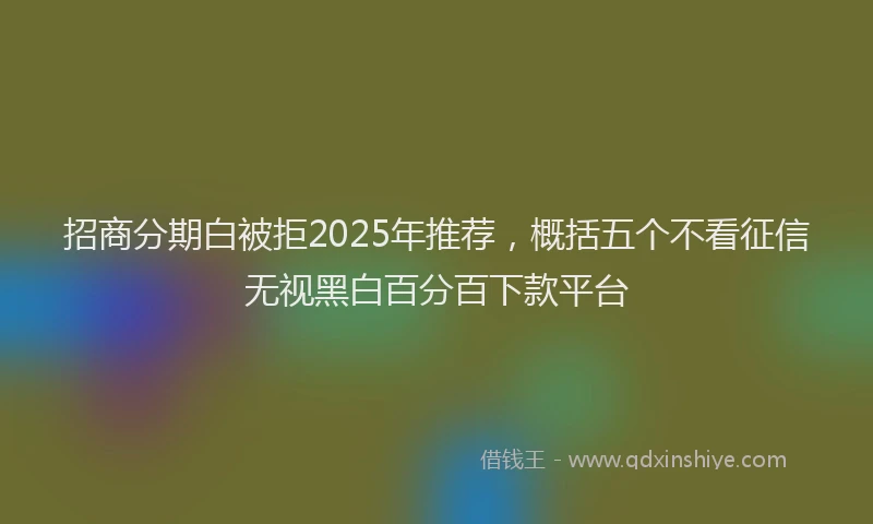 招商分期白被拒2025年推荐，概括五个不看征信无视黑白百分百下款平台