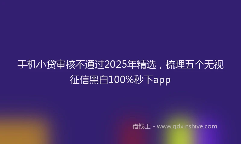 手机小贷审核不通过2025年精选，梳理五个无视征信黑白100%秒下app