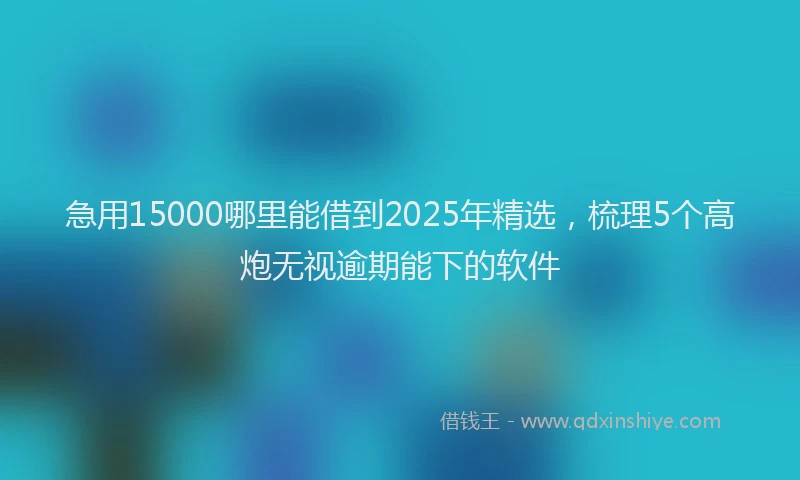 急用15000哪里能借到2025年精选，梳理5个高炮无视逾期能下的软件