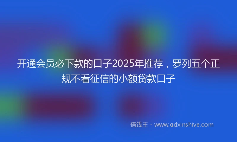 开通会员必下款的口子2025年推荐，罗列五个正规不看征信的小额贷款口子