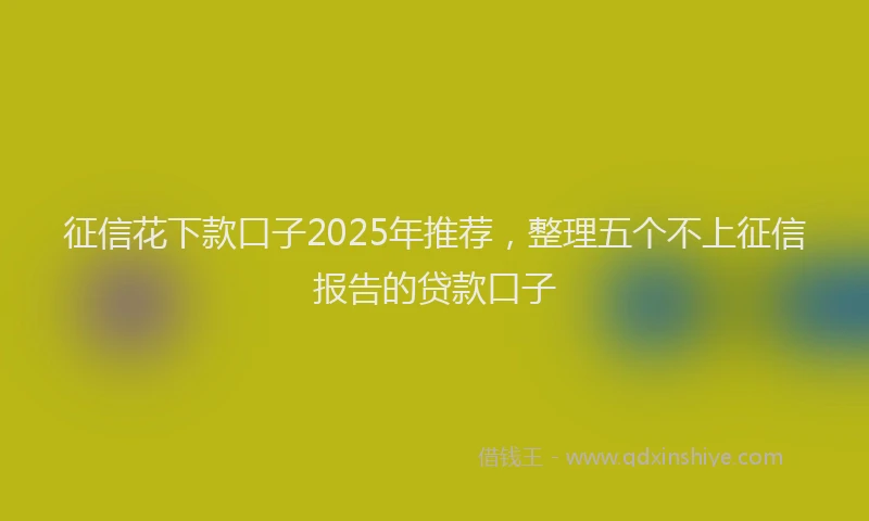 征信花下款口子2025年推荐，整理五个不上征信报告的贷款口子