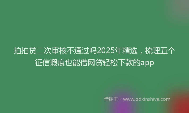 拍拍贷二次审核不通过吗2025年精选，梳理五个征信瑕疵也能借网贷轻松下款的app