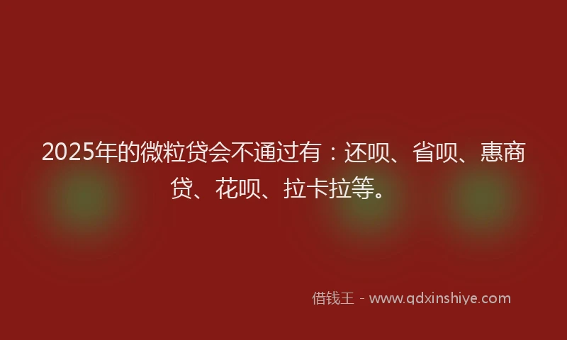 2025年的微粒贷会不通过有：还呗、省呗、惠商贷、花呗、拉卡拉等。