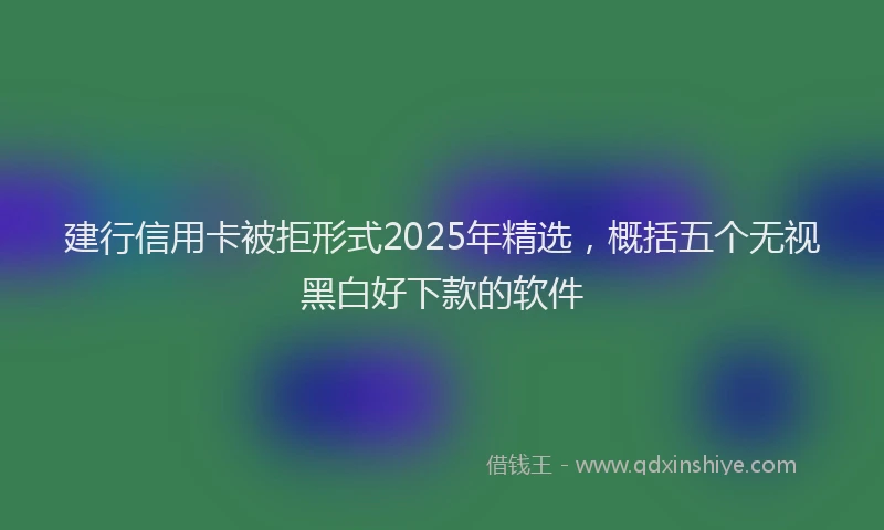 建行信用卡被拒形式2025年精选，概括五个无视黑白好下款的软件