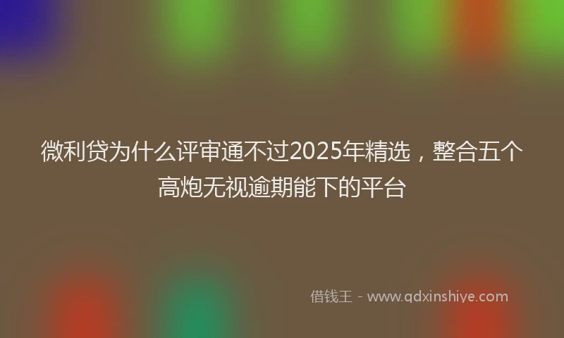 微利贷为什么评审通不过2025年精选，整合五个高炮无视逾期能下的平台