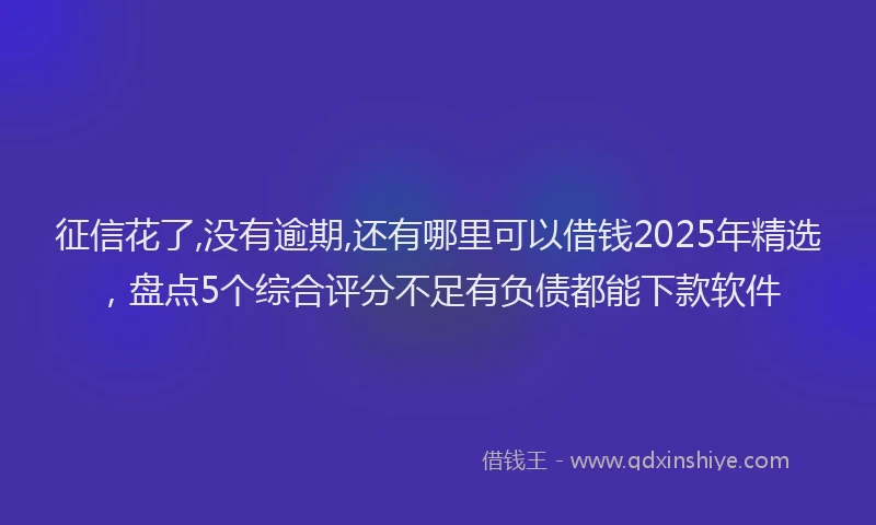 征信花了,没有逾期,还有哪里可以借钱2025年精选，盘点5个综合评分不足有负债都能下款软件