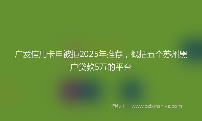 广发信用卡申被拒2025年推荐，概括五个苏州黑户贷款5万的平台