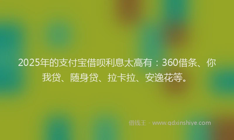 2025年的支付宝借呗利息太高有：360借条、你我贷、随身贷、拉卡拉、安逸花等。