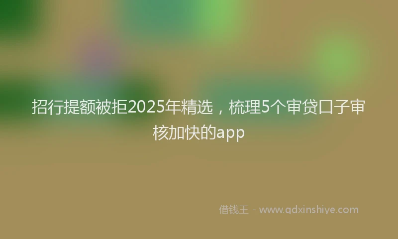 招行提额被拒2025年精选，梳理5个审贷口子审核加快的app
