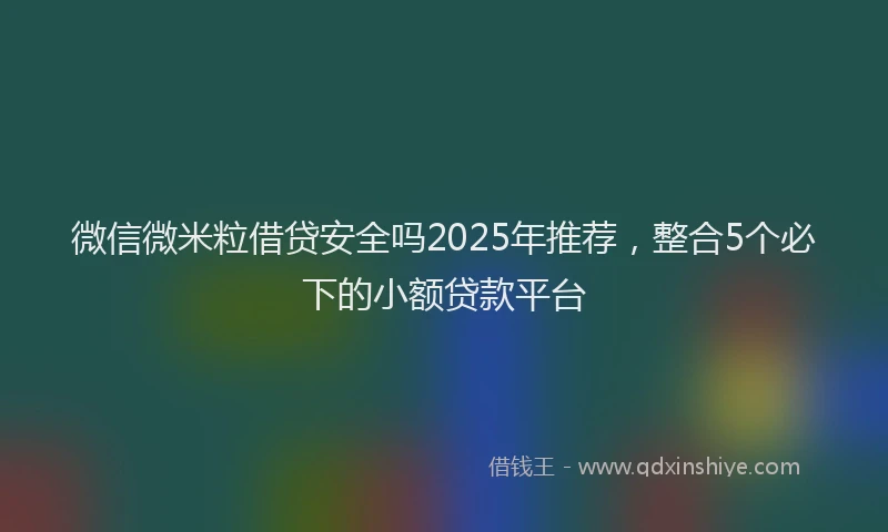 微信微米粒借贷安全吗2025年推荐，整合5个必下的小额贷款平台