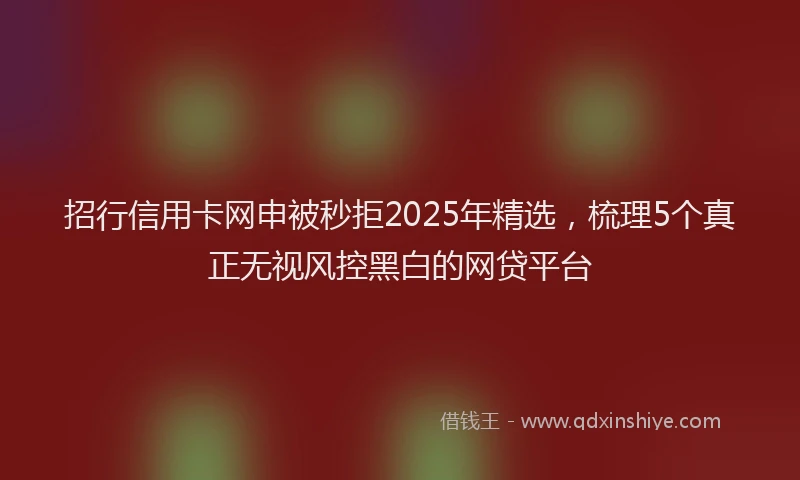 招行信用卡网申被秒拒2025年精选，梳理5个真正无视风控黑白的网贷平台