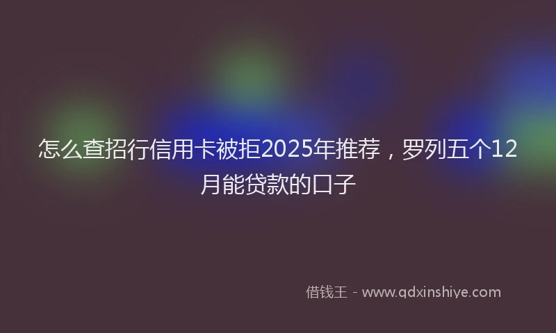 怎么查招行信用卡被拒2025年推荐，罗列五个12月能贷款的口子