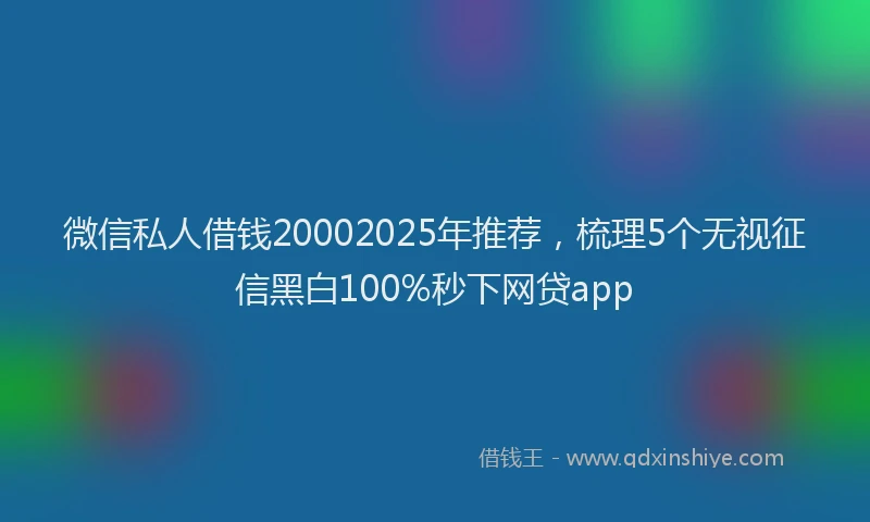 微信私人借钱20002025年推荐，梳理5个无视征信黑白100%秒下网贷app