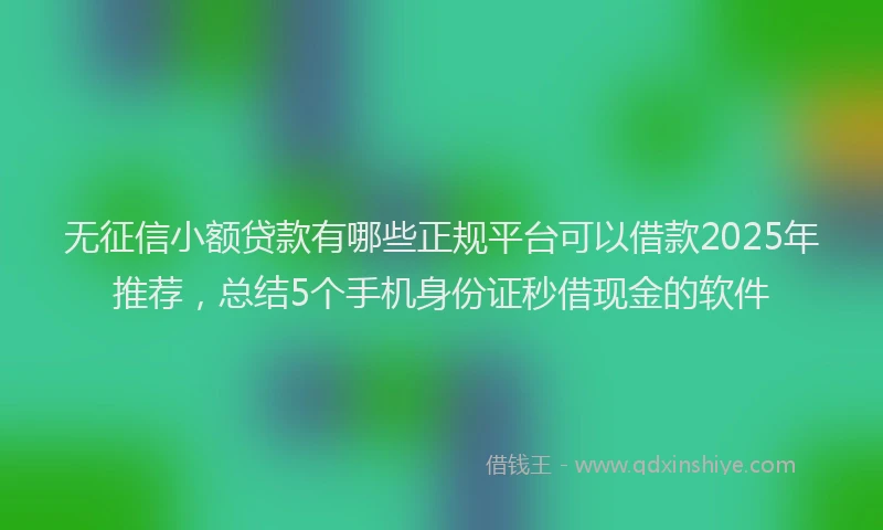 无征信小额贷款有哪些正规平台可以借款2025年推荐，总结5个手机身份证秒借现金的软件