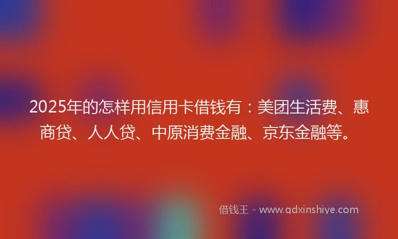2025年的怎样用信用卡借钱有：美团生活费、惠商贷、人人贷、中原消费金融、京东金融等。
