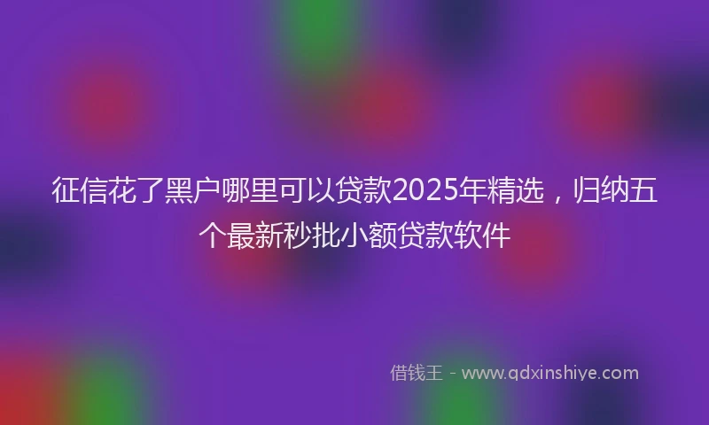 征信花了黑户哪里可以贷款2025年精选，归纳五个最新秒批小额贷款软件