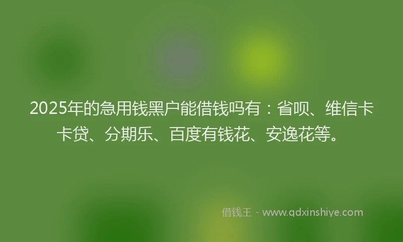 2025年的急用钱黑户能借钱吗有：省呗、维信卡卡贷、分期乐、百度有钱花、安逸花等。