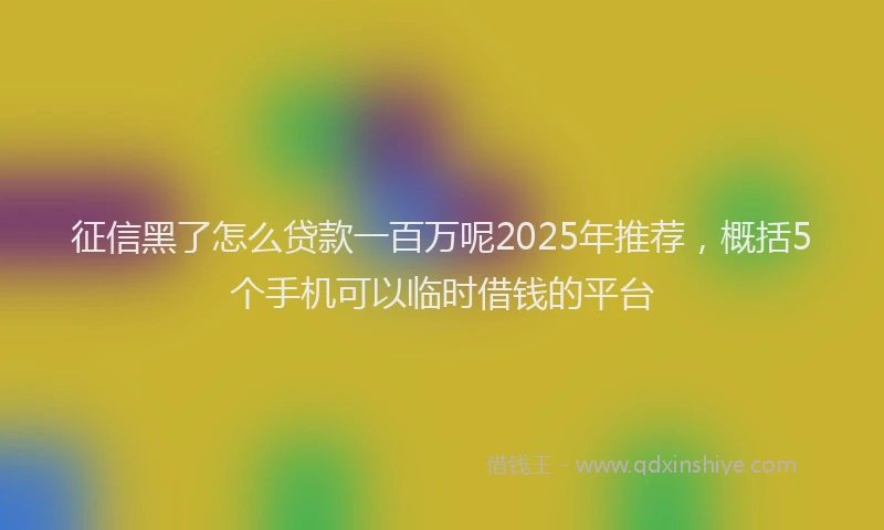 征信黑了怎么贷款一百万呢2025年推荐，概括5个手机可以临时借钱的平台