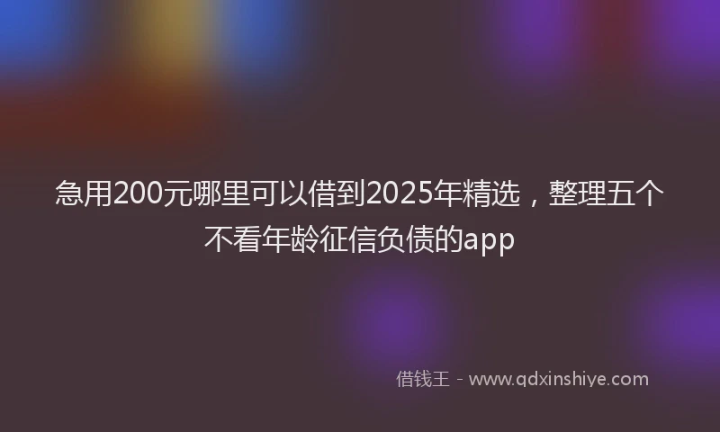 急用200元哪里可以借到2025年精选，整理五个不看年龄征信负债的app