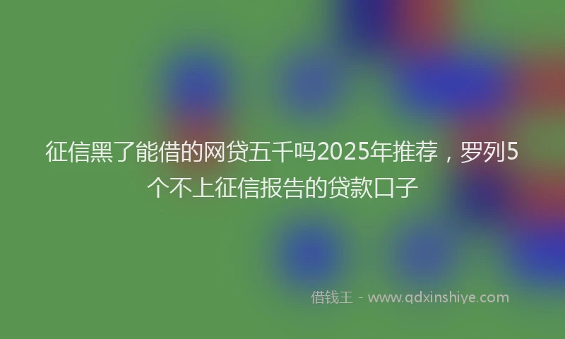 征信黑了能借的网贷五千吗2025年推荐，罗列5个不上征信报告的贷款口子
